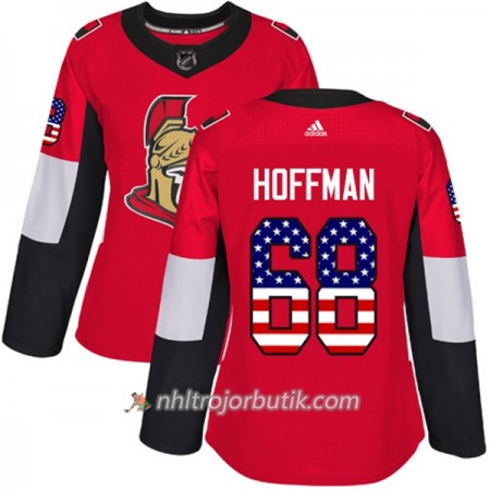 Dame Ishockey Ottawa Senators Tröja Mike Hoffman 68 Adidas 2017-2018 Röd USA Flag Fashion Authentic